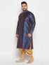 Men's Plus Size Navy Blue Zari Weaved Kurta Dhoti Set