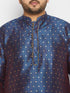 Men's Plus Size Navy Blue Zari Weaved Kurta Dhoti Set