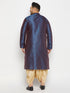 Men's Plus Size Navy Blue Zari Weaved Kurta Dhoti Set