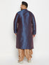 Men's Plus Size Navy Blue Zari Weaved Kurta Dhoti Set