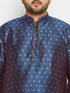 Men's Plus Size Navy Blue Zari Weaved Kurta Dhoti Set