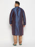 Men's Plus Size Navy Blue Zari Weaved Kurta Pyjama Set