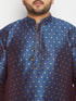 Men's Plus Size Navy Blue Zari Weaved Kurta Pyjama Set
