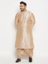 Men's Plus Size Gold Zari Weaved Kurta Dhoti Set