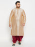 Men's Plus Size Gold Zari Weaved Kurta Dhoti Set