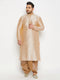 Men's Plus Size Gold Zari Weaved Kurta Dhoti Set