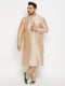 Men's Plus Size Gold Zari Weaved Kurta Pyjama Set