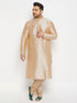 Men's Plus Size Gold Zari Weaved Kurta Pyjama Set