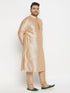 Men's Plus Size Gold Zari Weaved Kurta Pyjama Set