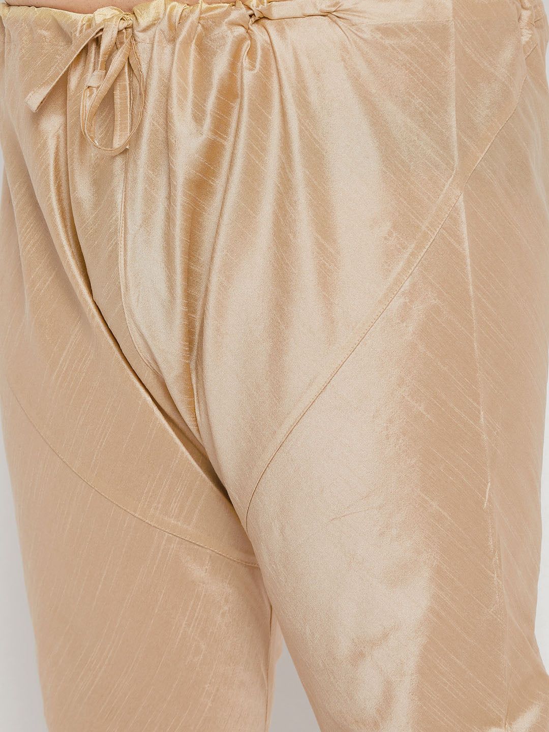 Men's Plus Size Gold Zari Weaved Kurta Pyjama Set