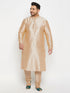 Men's Plus Size Gold Zari Weaved Kurta Pyjama Set