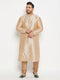 Men's Plus Size Gold Zari Weaved Kurta Pyjama Set