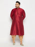 Men's Plus Size Maroon Zari Weaved Kurta Dhoti Set