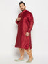 Men's Plus Size Maroon Zari Weaved Kurta Dhoti Set