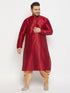 Men's Plus Size Maroon Zari Weaved Kurta Dhoti Set