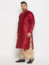 Men's Plus Size Maroon Zari Weaved Kurta Dhoti Set