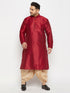 Men's Plus Size Maroon Zari Weaved Kurta Dhoti Set