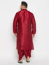 Men's Plus Size Maroon Zari Weaved Kurta Dhoti Set