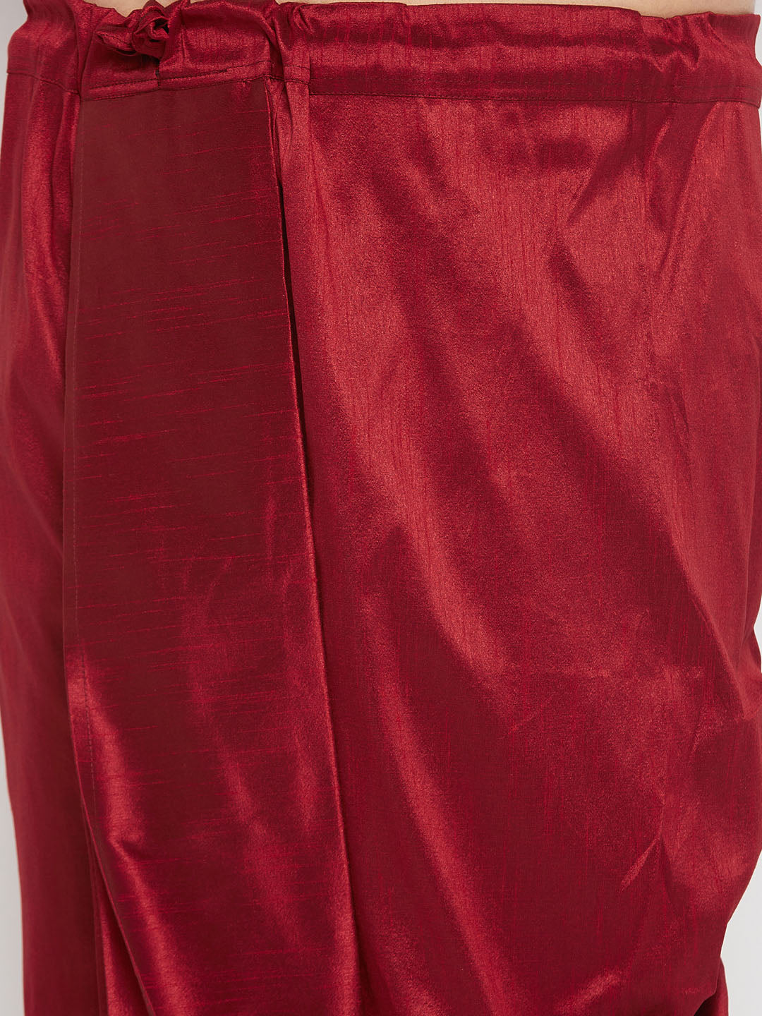 Men's Plus Size Maroon Zari Weaved Kurta Dhoti Set