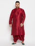Men's Plus Size Maroon Zari Weaved Kurta Dhoti Set