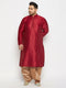 Men's Plus Size Maroon Zari Weaved Kurta Dhoti Set