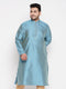Men's Plus Size Aqua Blue Woven Kurta