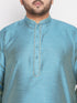 Men's Plus Size Aqua Blue Woven Kurta And Rose Gold Dhoti Set