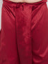 Men's Plus Size Beige Woven Kurta And Maroon Dhoti Set