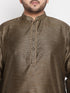 Men's Plus Size Black Woven Kurta And Rose Gold Dhoti Set