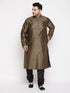 Men's Plus Size Black Woven Kurta And Pyjama Set