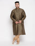 Men's Plus Size Black Woven Kurta And Rose Gold Pyjama Set