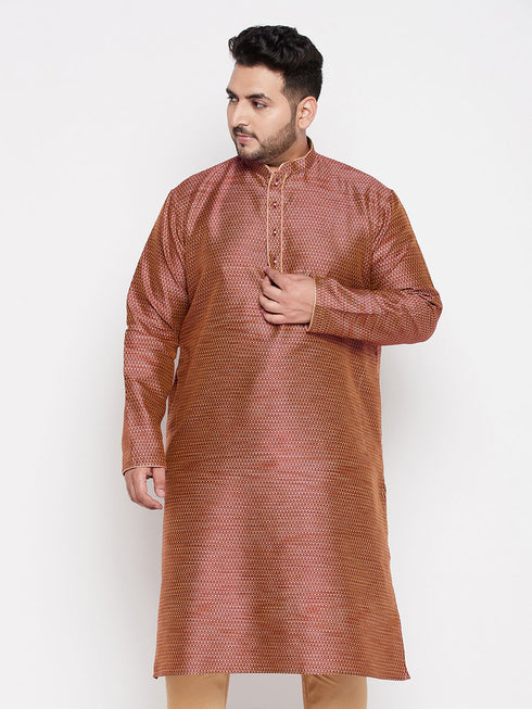 Men's Plus Size Maroon Woven Kurta