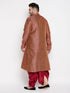Men's Plus Size Maroon Woven Kurta And Maroon Dhoti Set