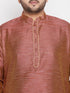 Men's Plus Size Maroon Woven Kurta And Maroon Dhoti Set