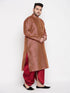 Men's Plus Size Maroon Woven Kurta And Maroon Dhoti Set