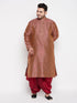 Men's Plus Size Maroon Woven Kurta And Maroon Dhoti Set
