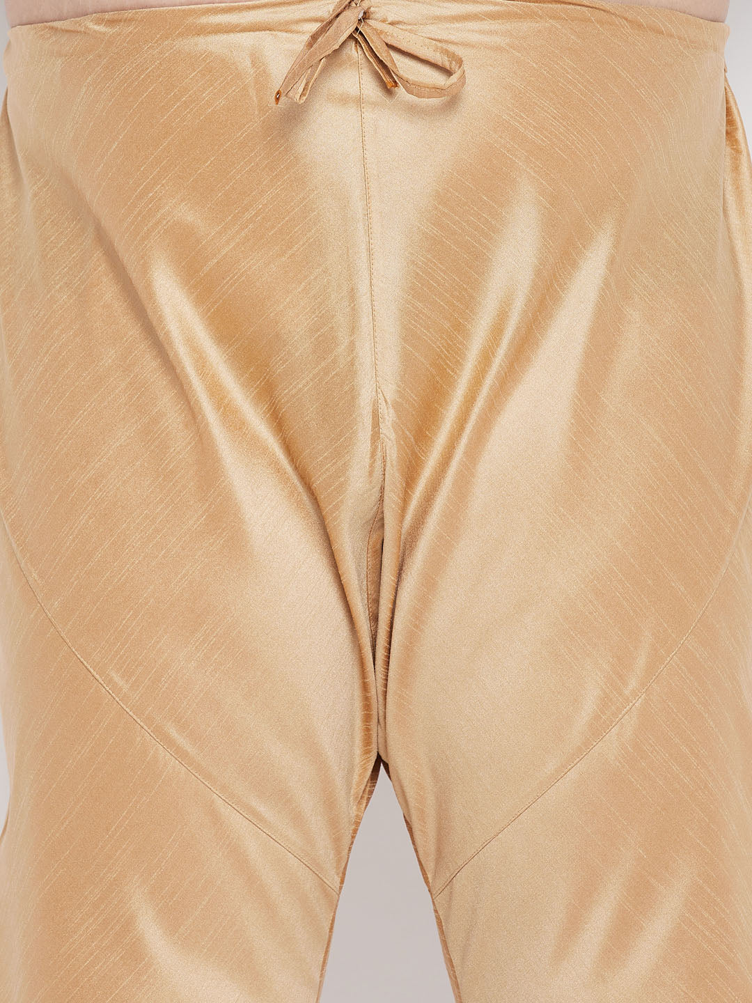 Men's Plus Size Maroon Woven Kurta And Rose Gold Pyjama Set