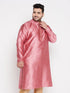 Men's Plus Size Pink Woven Kurta