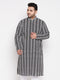 Men's Plus Size Black Chikankari Embroidered Kurta