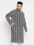 Men's Plus Size Black Chikankari Embroidered Kurta