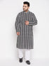Men's Plus Size Black Chikankari Embroidered Kurta