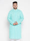 Men's Plus Size Green Chikankari Embroidered Kurta