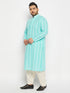 Men's Plus Size Green Chikankari Embroidered Kurta And Cream Patiala Set
