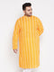 Men's Plus Size Orange Chikankari Embroidered Kurta