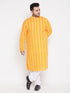 Men's Plus Size Orange Chikankari Embroidered Kurta