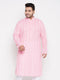 Men's Plus Size Pink Chikankari Embroidered Kurta