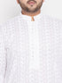 Men's Plus Size White Chikankari Embroidered Kurta