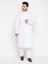 Men's Plus Size White Chikankari Embroidered Kurta