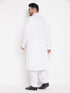 Men's Plus Size White Chikankari Embroidered Kurta And White Pyjama Set