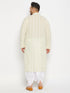 Men's Plus Size Yellow Chikankari Embroidered Kurta And White Dhoti Set
